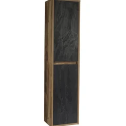 Mobile bagno sospeso 100cm con lavabo, mobile specchio e colonna rovere antracite Stony