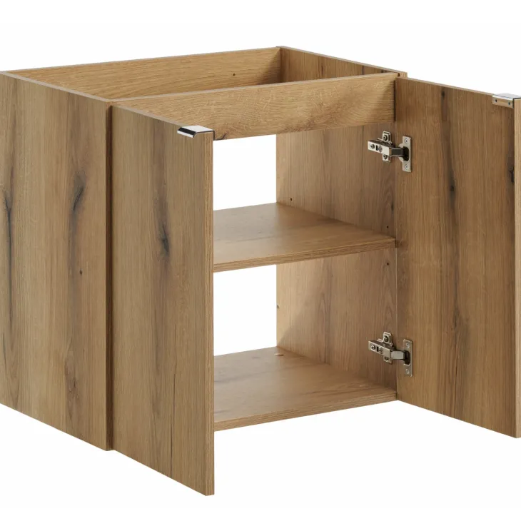 Mobile bagno sospeso 120cm con 2 lavabi e colonna rovere Rovery