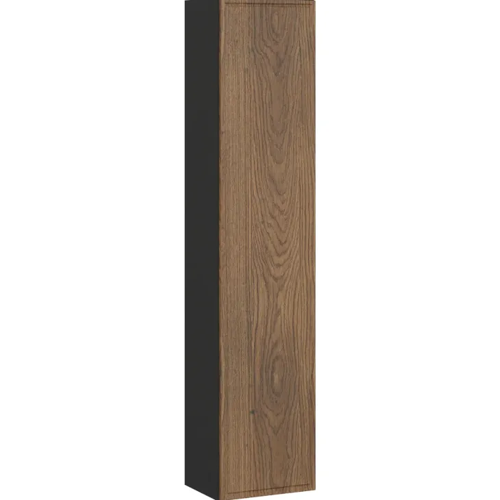Mobile bagno sospeso 120cm con 2 lavabi, colonna e specchio noce Walnuts