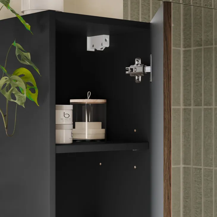 Mobile bagno sospeso 120cm con 2 lavabi, colonna e specchio noce Walnuts
