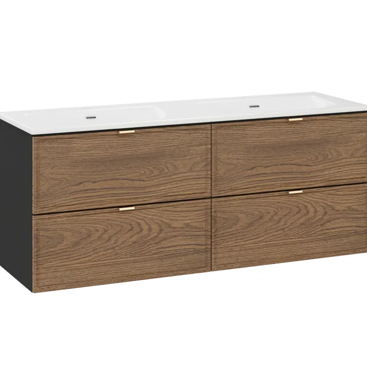 Mobile bagno sospeso 120cm con lavabo 4 cassetti noce Walnuts