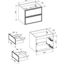 Mobile bagno sospeso 120cm con lavabo 4 cassetti noce Walnuts