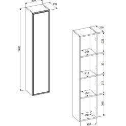 Mobile bagno sospeso 60cm con lavabo e colonna noce Walnuts