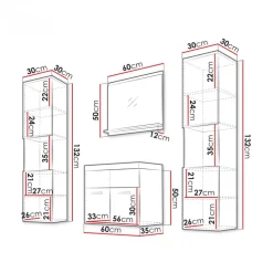 Mobile bagno sospeso 60cm con lavabo, specchio e 2 colonne beige cashmere Mila