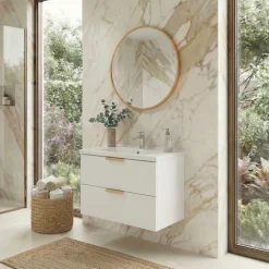 Mobile bagno sospeso 60cm con lavabo 2 cassetti bianco Speranza