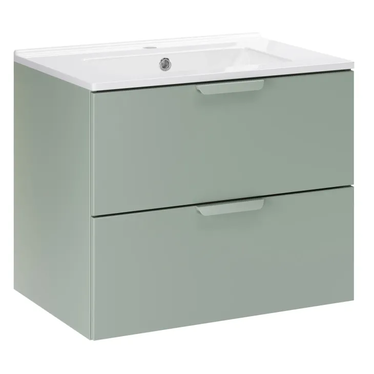 Mobile bagno sospeso 60cm con lavabo 2 cassetti verde salvia Speranza