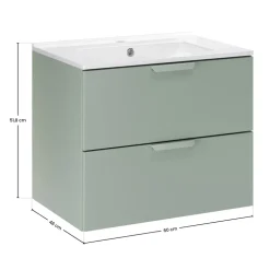 Mobile bagno sospeso 60cm con lavabo 2 cassetti verde salvia Speranza