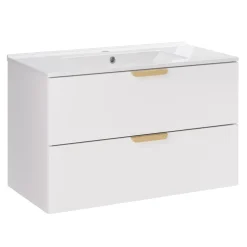 Mobile bagno sospeso 80cm con lavabo 2 cassetti bianco Speranza