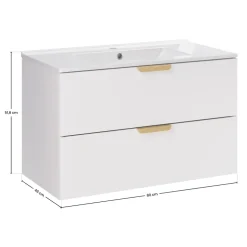 Mobile bagno sospeso 80cm con lavabo 2 cassetti bianco Speranza