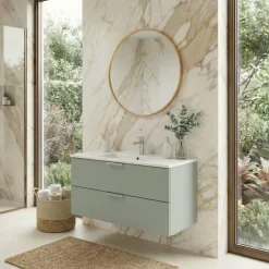 Mobile bagno sospeso 80cm con lavabo 2 cassetti verde salvia Speranza