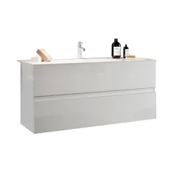 Mobile bagno sospeso 60cm con lavabo 2 cassetti bianco lucido Moon
