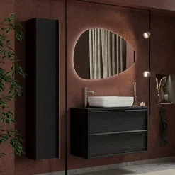 Mobile bagno sospeso 92cm con lavabo nero frassinato Absolut