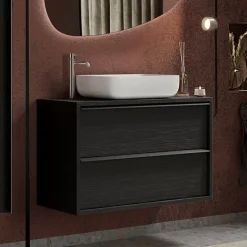 Mobile bagno sospeso 92cm con lavabo nero frassinato Absolut