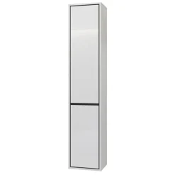 Mobile bagno sospeso 78cm con specchio e colonna bianco lucido nero Linda