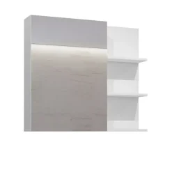 Mobile bagno sospeso 78cm con specchio e colonna bianco lucido nero Linda