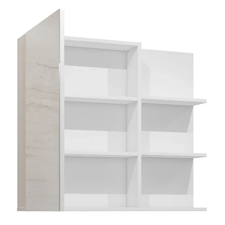 Mobile bagno sospeso 78cm con specchio e colonna bianco lucido nero Linda
