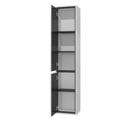 Mobile bagno sospeso 78cm con specchio e colonna bianco lucido nero Linda