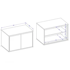 Mobile bagno sospeso 78cm con specchio e colonna bianco lucido nero Linda