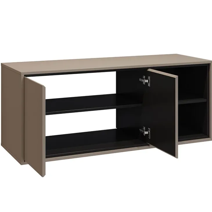 Mobile bagno sospeso 120cm con specchio tortora nero Linda