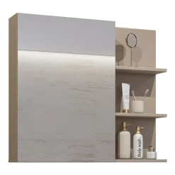 Mobile bagno sospeso 120cm con specchio tortora nero Linda