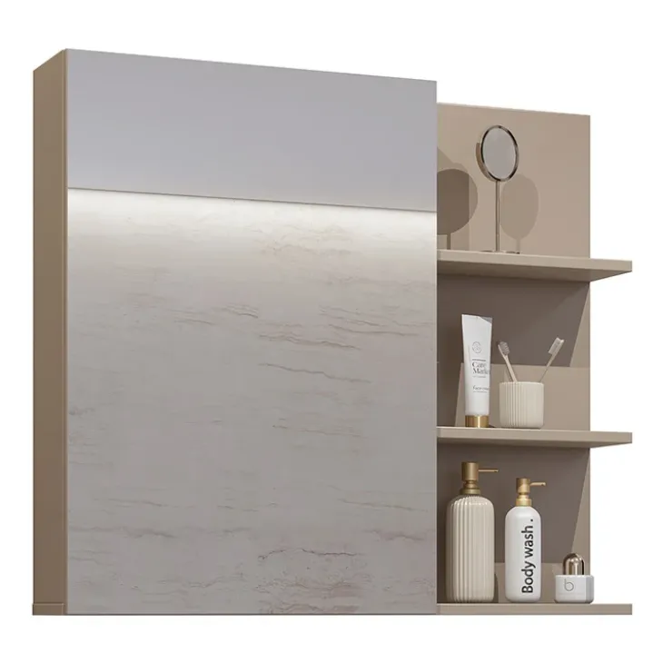Mobile bagno sospeso 120cm con specchio tortora nero Linda