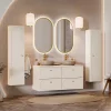 Mobile bagno sospeso 120cm fresato 4 cassetti beige Sand