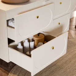 Mobile bagno sospeso 120cm fresato 4 cassetti beige Sand