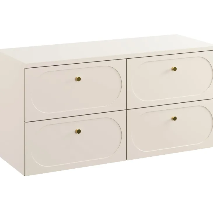 Mobile bagno sospeso 120cm fresato 4 cassetti beige Sand