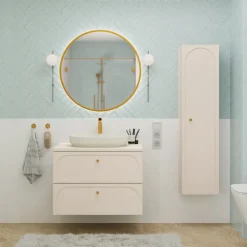 Mobile bagno sospeso 80cm fresato 2 cassetti beige Sand