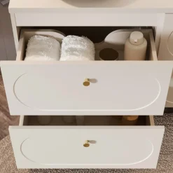 Mobile bagno sospeso fresato 120cm con colonna beige Sand
