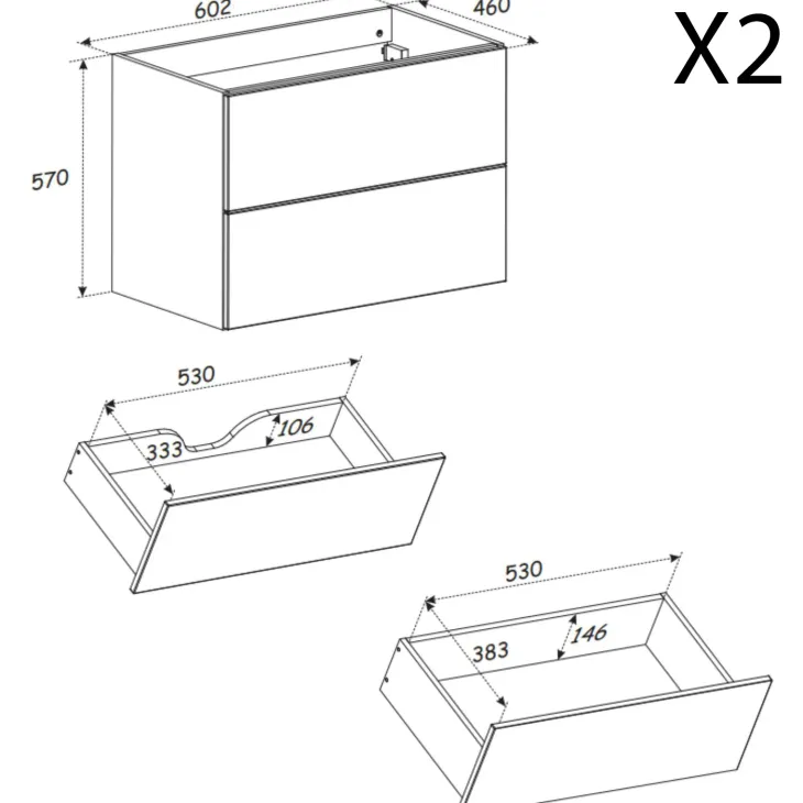Mobile bagno sospeso fresato 120cm con lavabo 4 cassetti beige Sand