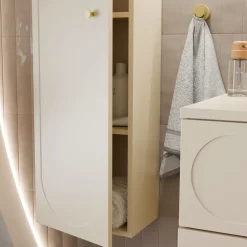Mobile bagno sospeso fresato 60cm con colonna beige Sand