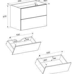 Mobile bagno sospeso fresato 60cm con colonna beige Sand