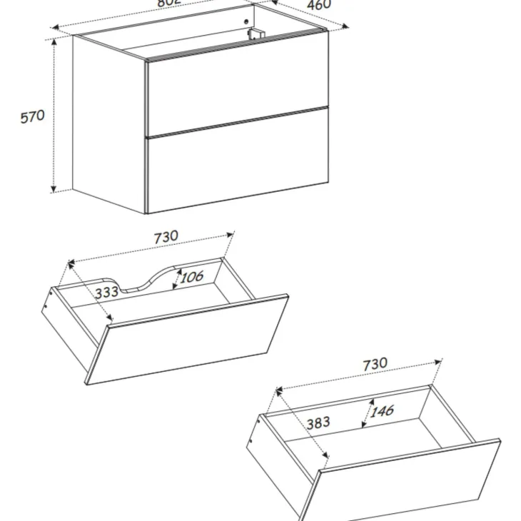 Mobile bagno sospeso fresato 80cm con colonna beige Sand