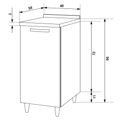 Mobile base cucina 40x86h cm 1 anta bianco frassinato Talise