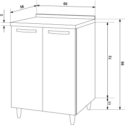 Mobile base cucina 60x86h cm 2 ante bianco frassinato Talise