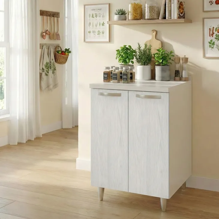 Mobile base cucina 60x86h cm 2 ante bianco frassinato Talise