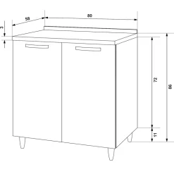 Mobile base cucina 80x86h cm 2 ante bianco frassinato Talise