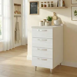 Mobile base cucina 40x86h cm 4 cassetti bianco frassinato Talise
