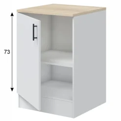 Mobile base multiuso 60x90h cm componibile 1 anta bianco lucido rovere Kimera