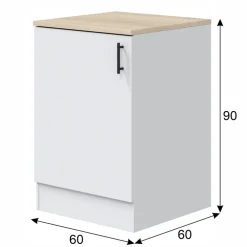 Mobile base multiuso 60x90h cm componibile 1 anta bianco lucido rovere Kimera