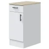 Mobile base multiuso 40x90h cm componibile 1 cassetto 1 anta bianco lucido rovere Kimera