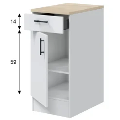 Mobile base multiuso 40x90h cm componibile 1 cassetto 1 anta bianco lucido rovere Kimera