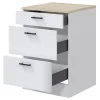 Mobile base multiuso 60x90h cm componibile 3 cassetti bianco lucido rovere Kimera