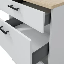 Mobile base multiuso 60x90h cm componibile 3 cassetti bianco lucido rovere Kimera