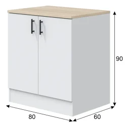 Mobile base sottolavello multiuso 80x90h cm componibile 2 ante bianco lucido rovere Kimera