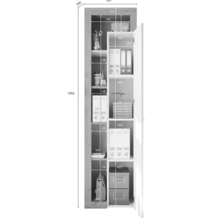 Mobile colonna multiuso 50x189h cm bianco lucido rovere Invictus