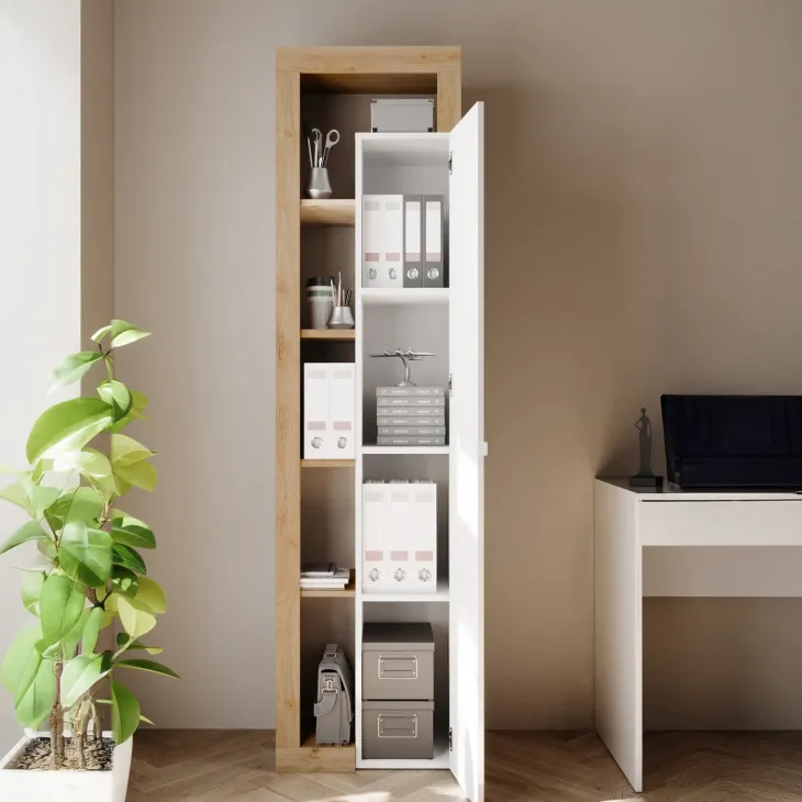 Mobile colonna multiuso 50x189h cm bianco lucido rovere Invictus