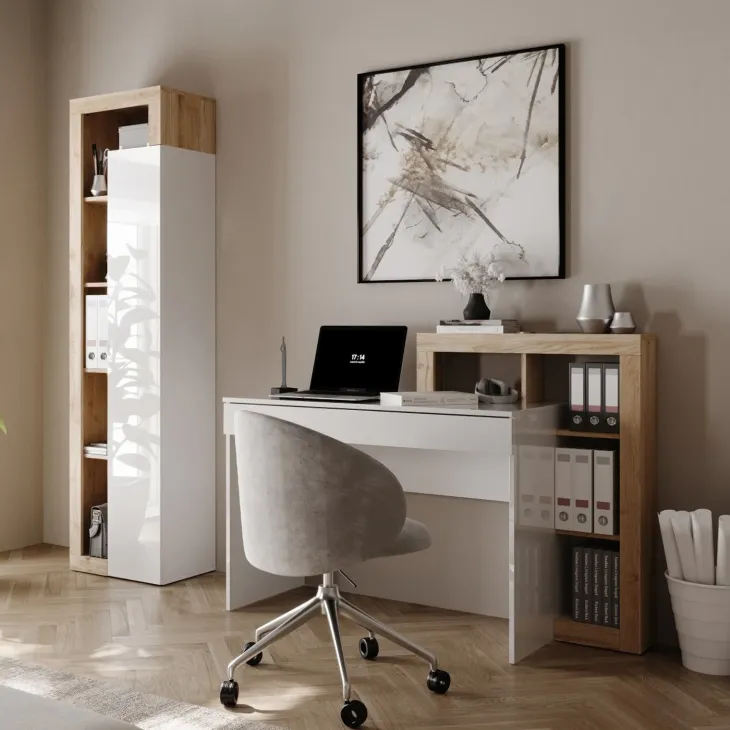 Mobile colonna multiuso 50x189h cm bianco lucido rovere Invictus