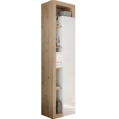 Mobile colonna multiuso 50x189h cm bianco lucido rovere Invictus